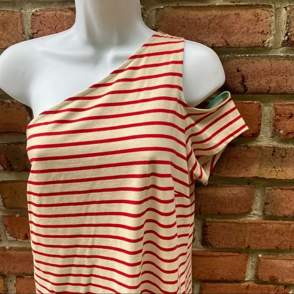 Anthro Maeve Marketa Striped One Shoulder Dress M - Picture 6 of 9